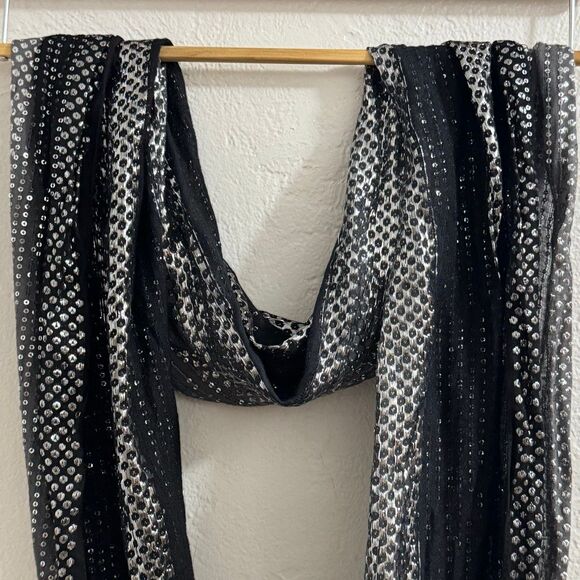 Silver Metallic Sequin Infinity Scarf - Picture 2 of 7